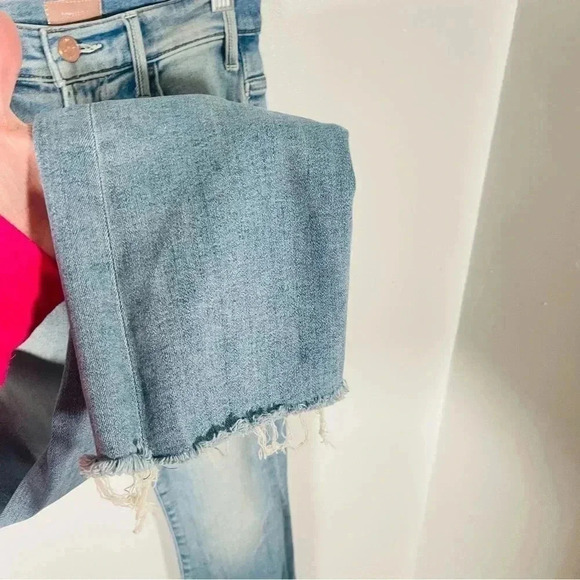 MOTHER Denim The Hustler Ankle Fray Jeans Au Revoir Wash Distressed Preppy - Picture 10 of 11